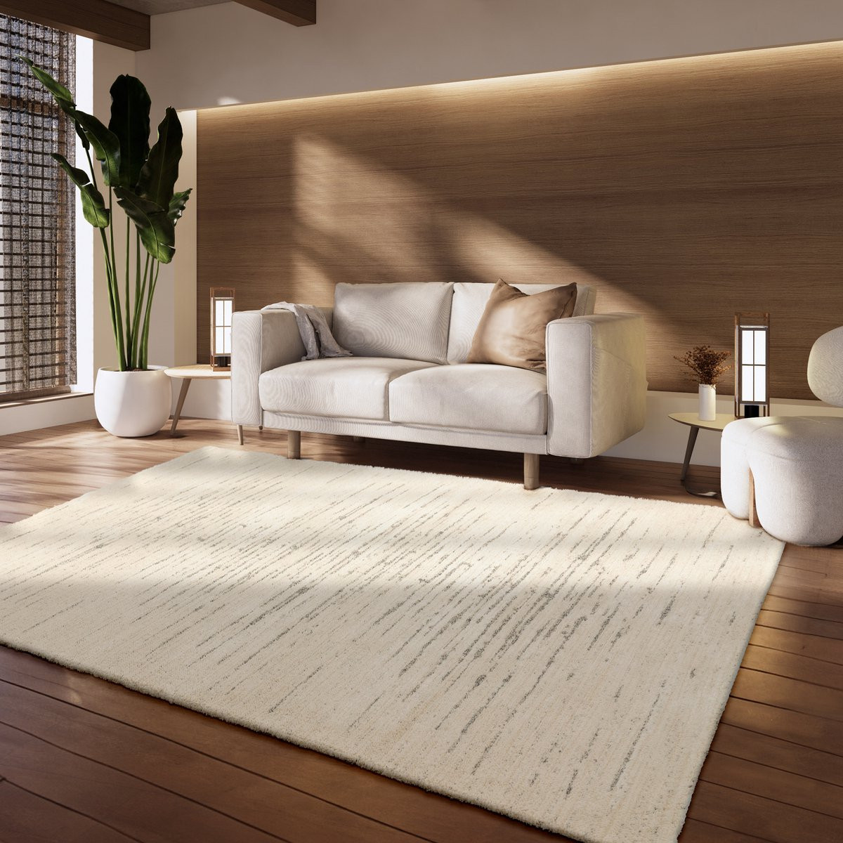 Flycarpets Laagpolig Scandinavisch Vloerkleed Helida Gestreept Creme