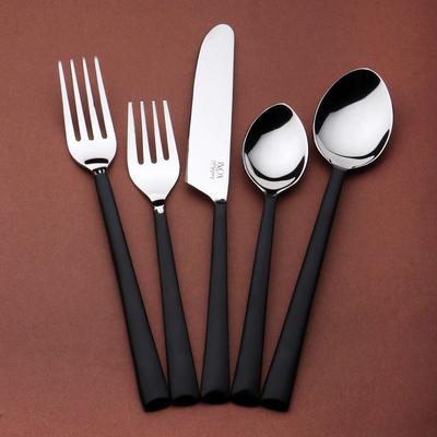 INOX ARTISANS "INOX Midnight Black Brier 20 Pc. Flatware Set (Serves 4) - 9"" Dinner nife, 8.25"" Dinner Fork, 8"" Dinner Spoon"