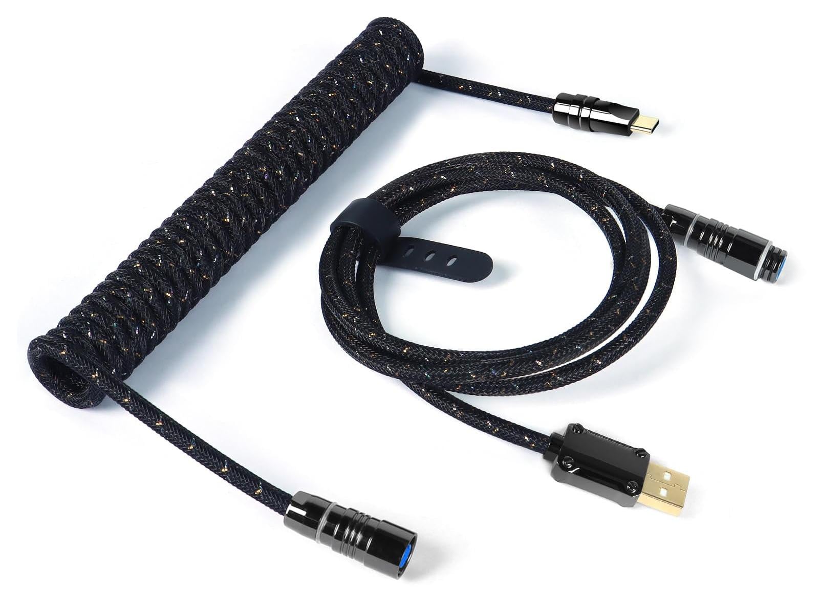 Selius C05 Spiraalkabel USB-C naar USB-A met dubbel gevlochten mantel