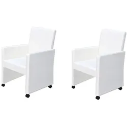 vidaXL Esszimmerstühle 2 Stk. Weiß Kunstleder