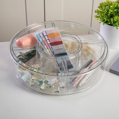 Martha Stewart Lazy Susan Plastic Desktop Turntable with 5 Removable Storage Bins