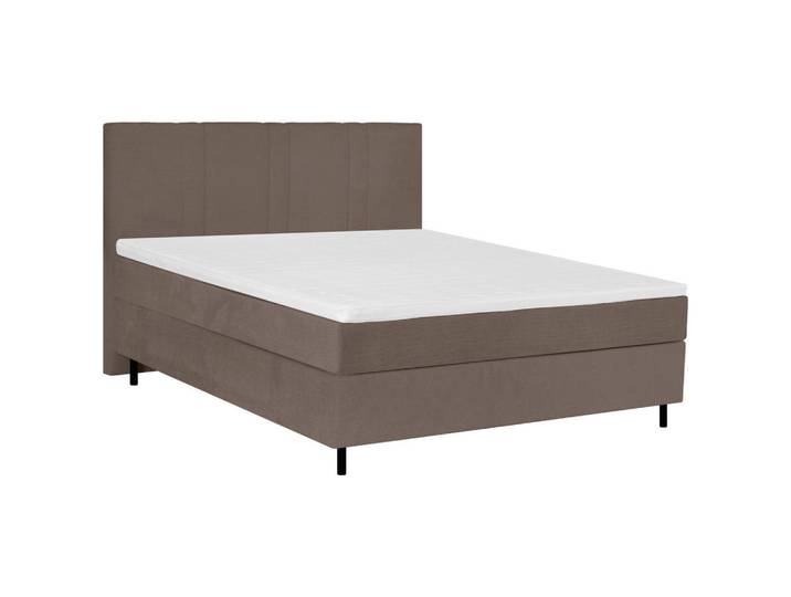 Welnova Boxspringbett, Braun, Metall, H5, 7-Zonen, 160x200 cm, Topper durchgehend, Partnermatratze mit durchgehendem Bezug, Schlafzimmer, Bett, Doppelbetten