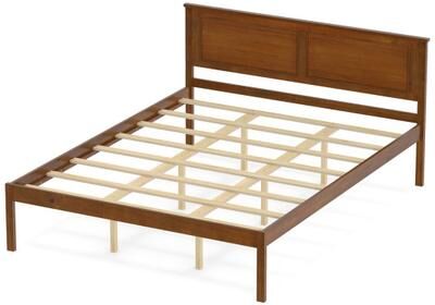Costway Full/Queen/Twin Size Bed Frame Farmhouse Wooden Platform Bed with Headboard-Queen Size