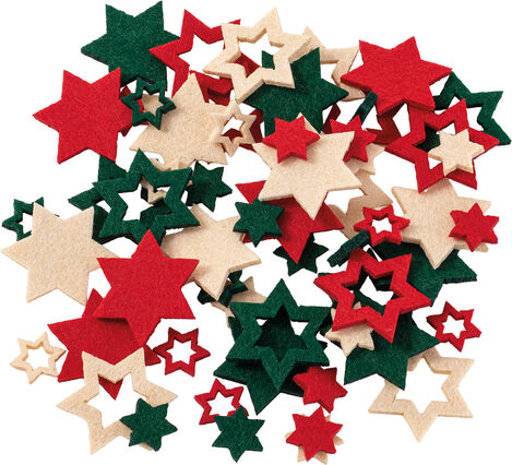 Filz-Streuteile "Sterne", 1,8–3,8 cm, 40 Stück