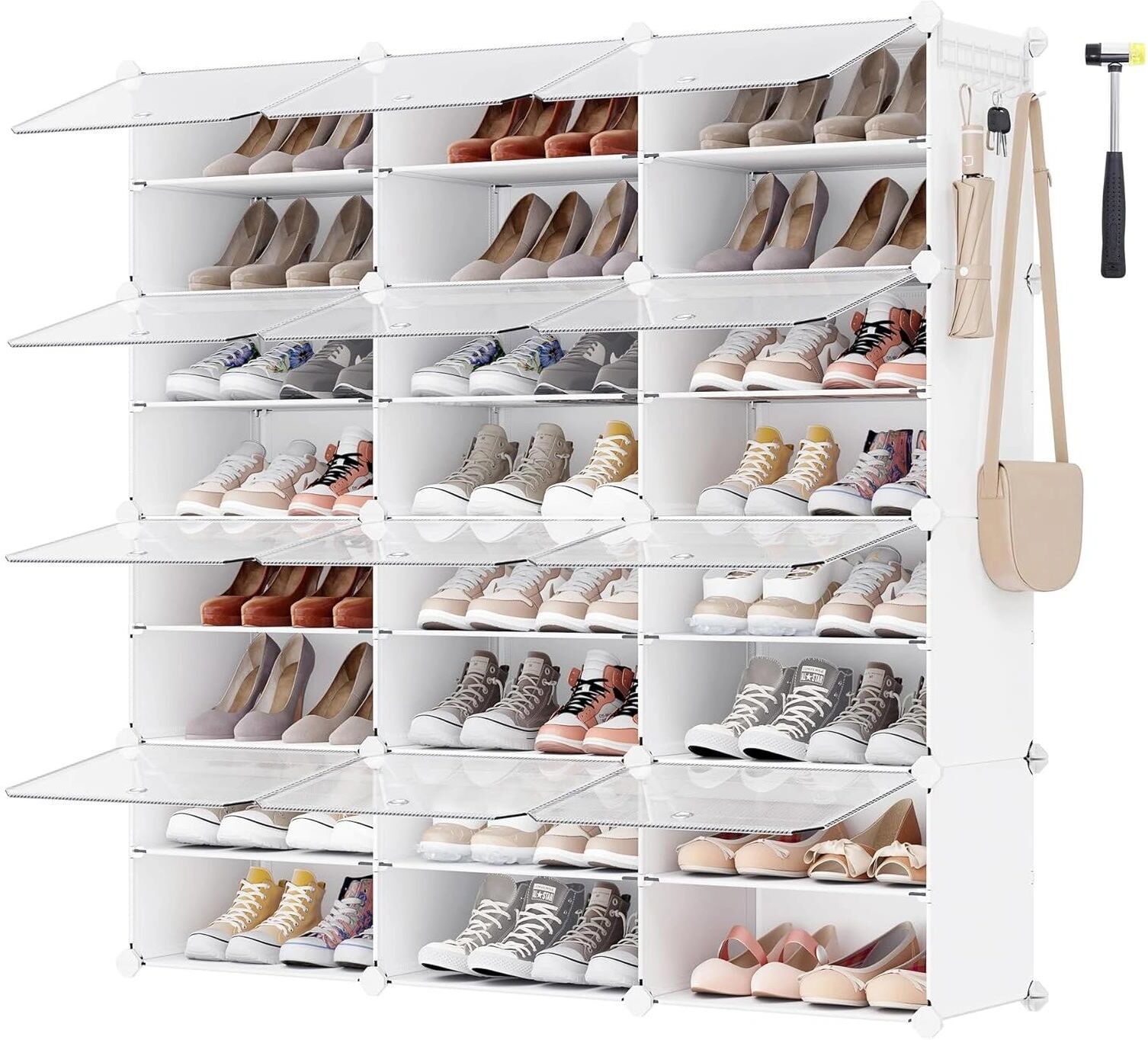 Schuhregal SONGMICS "31.2 x 124.4 cm", weiss (weiß), Regale, Schuhregal, Stapelbare Schuhboxen aus Kunststoff weiß Einheitsgröße