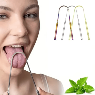 Inspire Essentials Stainless Steel Tongue Scraper Fresh Breath Oral Hygiene Cleaning Tool a