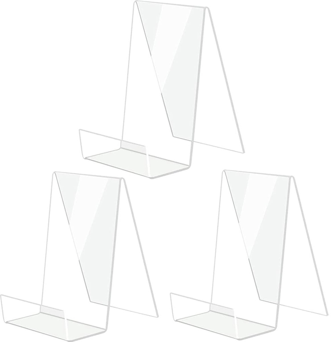 Omgoods Set van 3 Transparante Acrylic Boeksteunen voor Displays