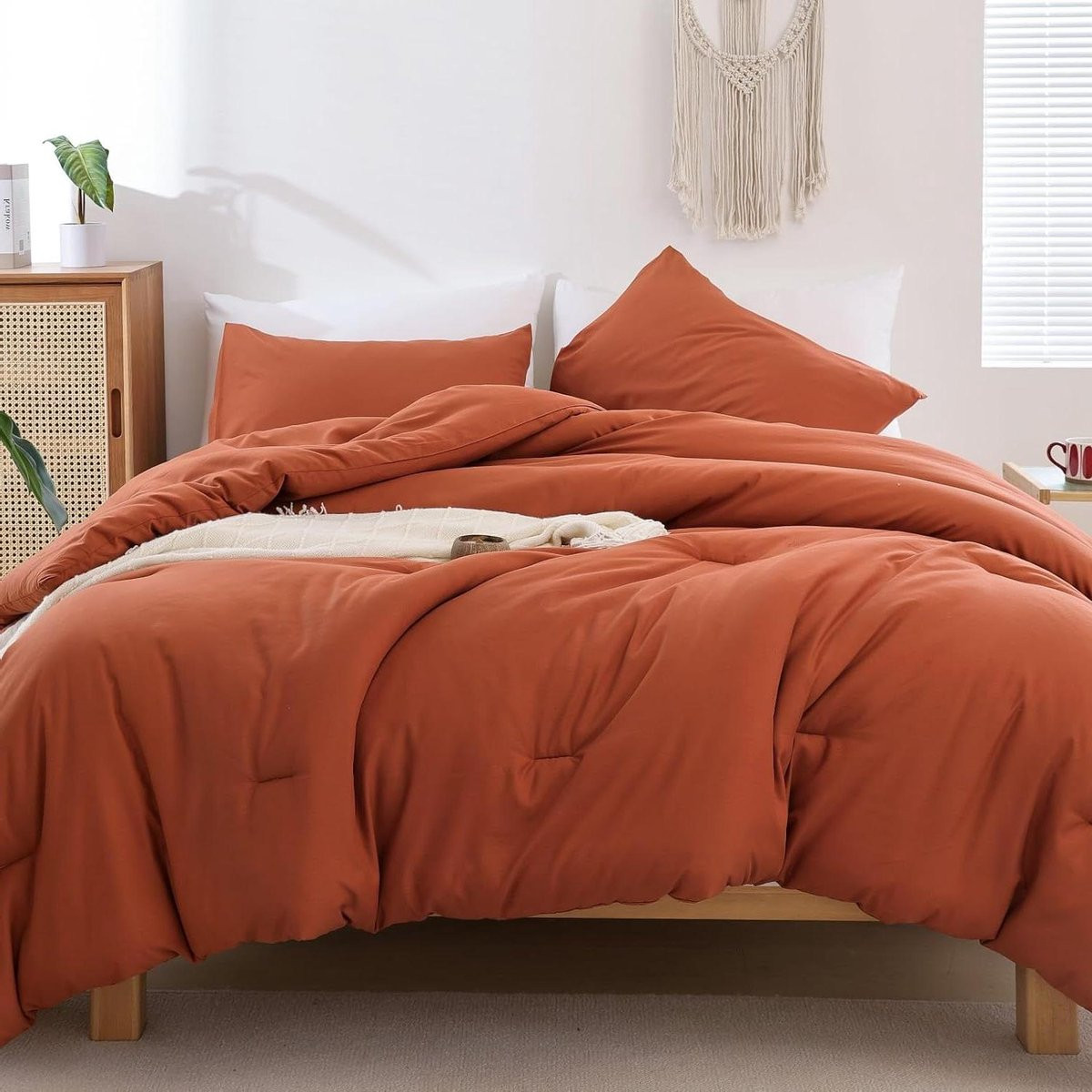 2-delige Boho Dekbedovertrek Set in Terracotta voor Volwassenen