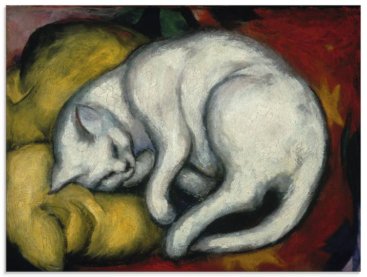 Glasbild ARTLAND Die weisse Katze. 1912 , weiss (farbe bild(er): weiß), B:60cm H:45cm, Bilder, Glasbild, in verschiedenen Grössen