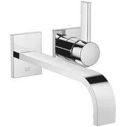 Dornbracht MEM Waschtisch-Wand-Einhandbatterie Chrom, Ausladung 247 mm, starrer Auslauf, rechteckiger luftangereicherter Strahl, Bohrungsdurchmesser Auslauf 37 mm, Bohrungsdurchmesser Einhandbatterie 57 mm