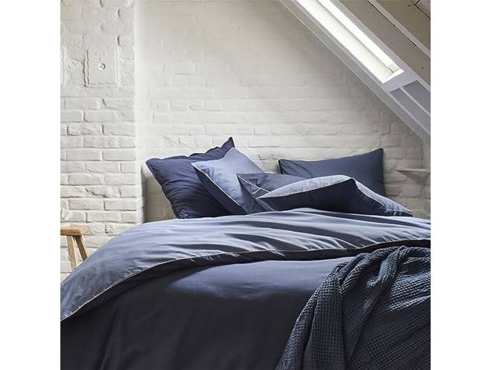 ESSIX Housse de Couette en Coton Bicolore\, Bons Jours\, Nocturne/Denim\, 240x220 cm