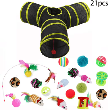 Inspire Picks Rainbow Hide Collapsible Cat Tunnel Toy For Indoor Cats t2