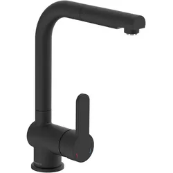 Schütte Küchenarmatur LONDON, Niederdruck Armatur Küche, Wasserhahn Küche ausziehbar, Mischbatterie Küche in Schwarz matt
