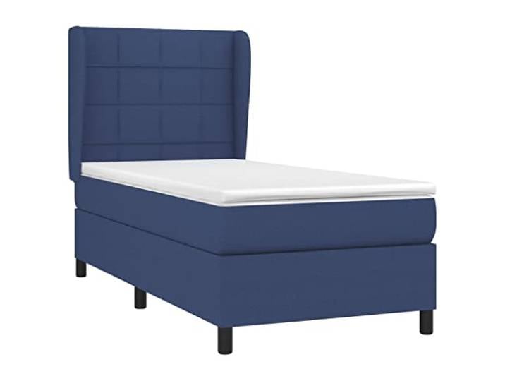 KTHLBRH Boxspringbett mit blauer Matratze 90 x 200 cm aus Stoff Verstellbares Kopfteil, mittlere bis harte Unterstützung, inklusive Matratzenschoner, 1 Stück