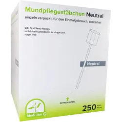 Medi-Inn Mundpflegestäbchen zuckerfrei zur Mundpflege Neutral / 250 Stück