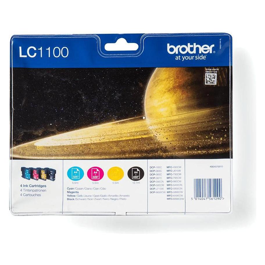 Brother Ink BK/C/M/Y Pages 450 and 325 (BK, C, M, Y) (LC1100VALBP)