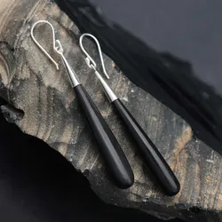 Drachensilber Ohrhänger 925 Silber mit Horn Anhänger Ohrringe Handarebeit - Silber