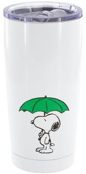 Peanuts Stay Chill Umbrella 17-Ounce Thermal Tumbler with lid in White