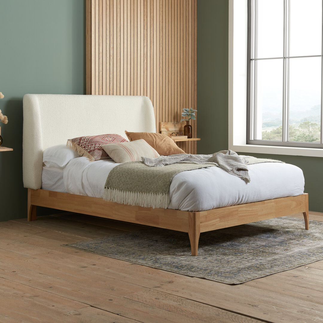 Rosalind Wheeler Davonn Upholstered Platform Bed White Kingsize (5')