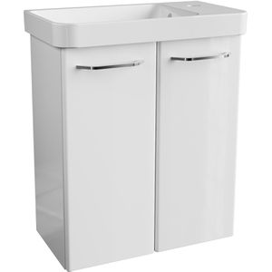 Fackelmann Waschtisch Milano, hängend, weiß, Aufsatzwaschbecken aus Keramik, (B/H/T) 55,5 x 67 x 30 cm