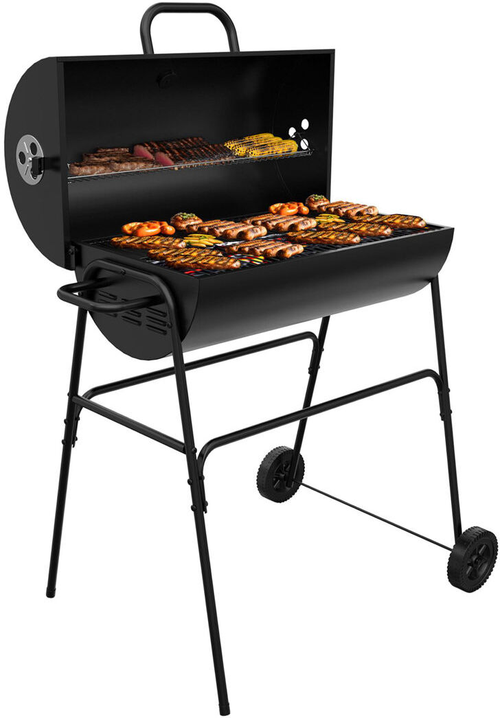 House Of Home BBQ 95cm W Barrel Charcoal Grill Matte Black 70.5cm W