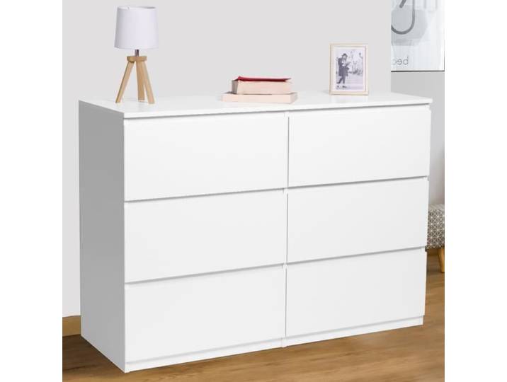 IDMARKET Commode 6 tiroirs TOMI 110 cm bois blanc
