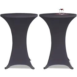 DELUKE Tischhussen für Stehtische 2er Set AMAU Stretchhusse Ø60 cm anthrazit | Hussen elastisch Stehtischhusse Stehtisch-Abdeckung