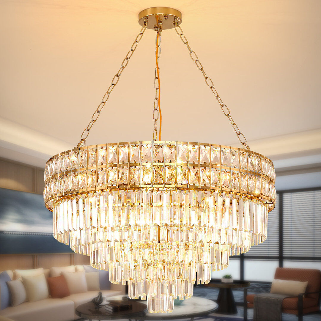 Canora Grey Jauregui Crystal Chandelier Gold 48.01cm H X 74.93cm W X 74.93cm D