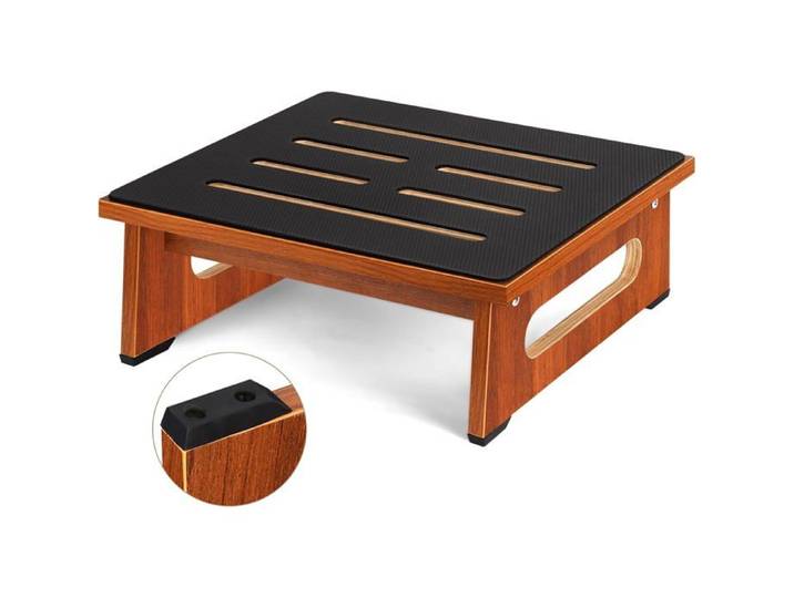 Marchepied en bois noyer - adulte et senior - antidérapant - 5.5 pouces (40 x 32 cm) - capacité 450 lb - usage