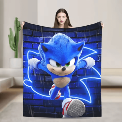 Inspire Curations Sonices Retro Gaming Flannel Throw Blanket black 100x125cm