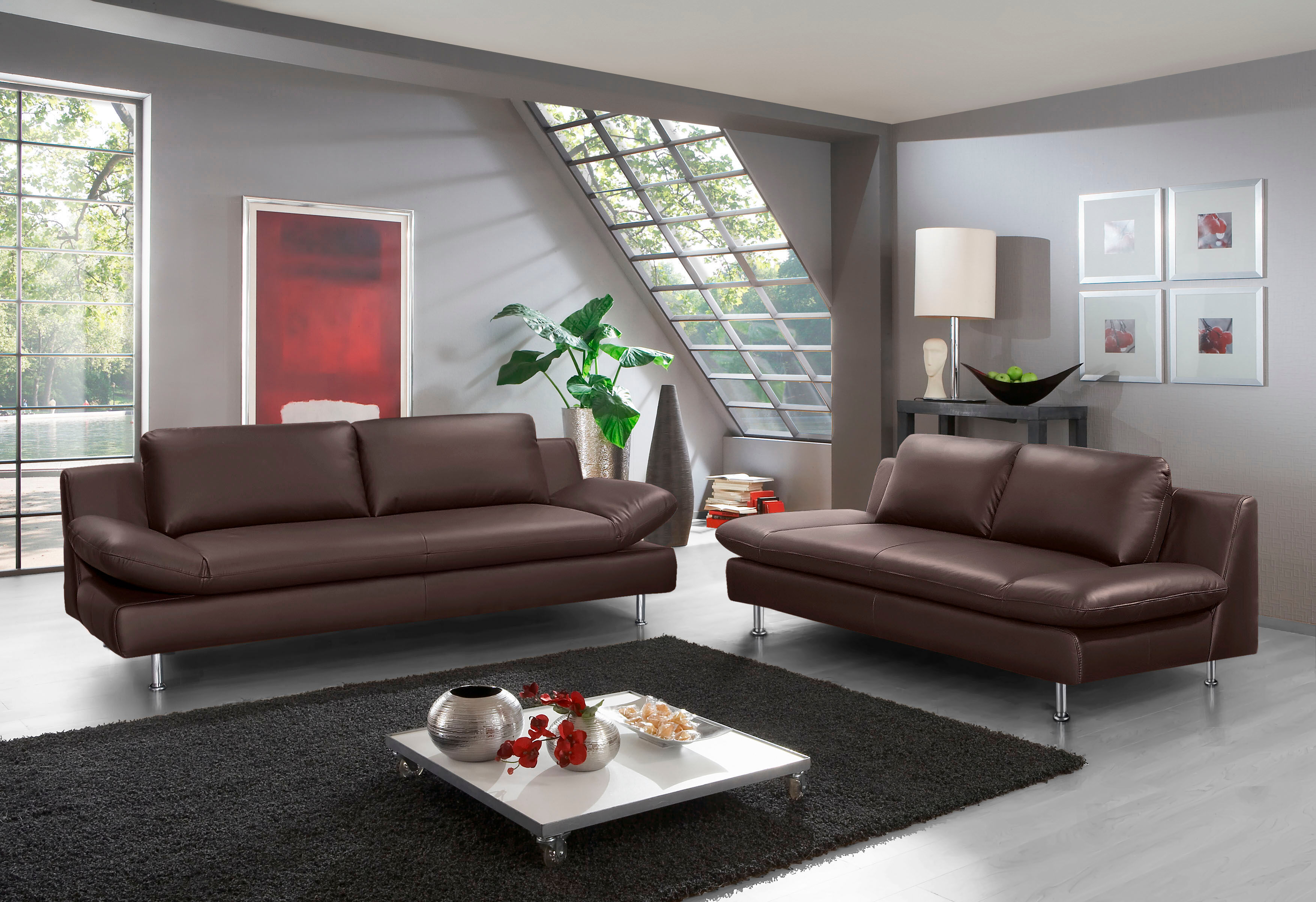 2-Sitzer PLACES OF STYLE "Redding", braun, B:191cm H:80cm T:90cm, Zierkissen: 100% Polyester;Luxus-Microfaser (100% Polyester), mit Zierkissen ebenfalls in Luxus-Microfaser;Struktur (100% Polypropylen), mit Zierkissen in Luxus-Microfaser, Sofas, 2-Sitzer,