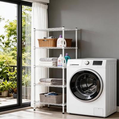 Sturdy 5 Tier Adjustable Metal Wire Shelving Unit - Heavy Duty Storage Shelves, Robust & Practical Organizer Rack