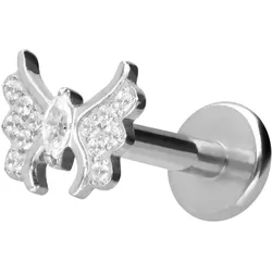 Titan Labret mit Innengewinde KRISTALLSCHMETTERLING