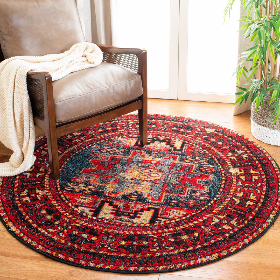 Langley Street Kristina Oriental Area Rug Beige;Red;Black Round 91cm