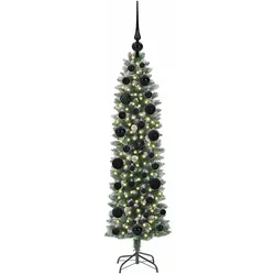 vidaXL, Weihnachtsbaum, Merle (mit LEDs und schwarzen Bällen) (120 cm)