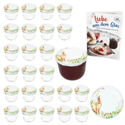 25er Set Sturzglas 230ml Einmachglas Osterfreude Deckel Rezeptheft Ostern Hase