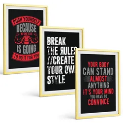 BILDER SET 3er Set - 40x60 cm Goldrahmen - Motivation, Training, Selbstentwicklung