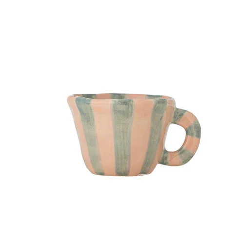 Bloomingville Nini mokken set van 6 stuks, gestreept, roze/groen/multicolor, keramiek