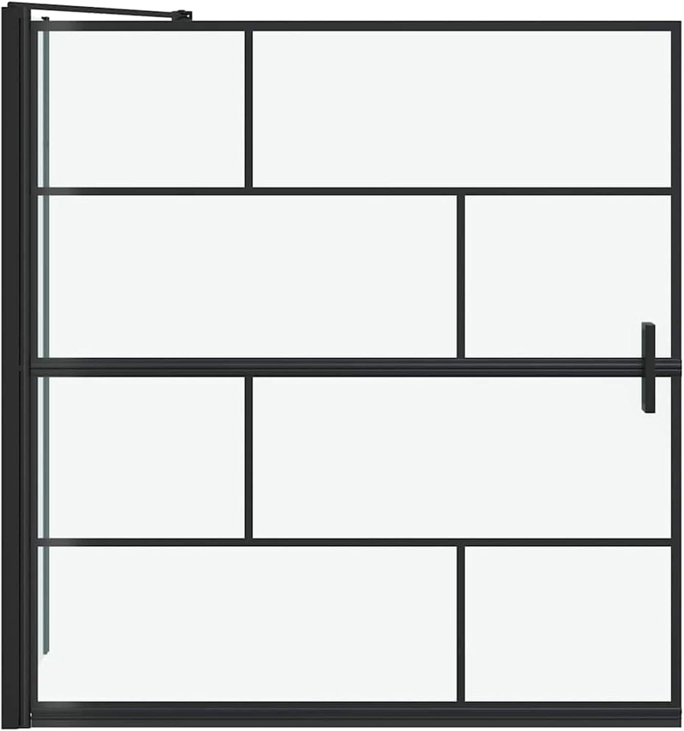 Schwarz-transparente Duschabtrennung aus Glas, 116x67x129,5 cm, faltbar, für Innenräume, Montage erforderlich
