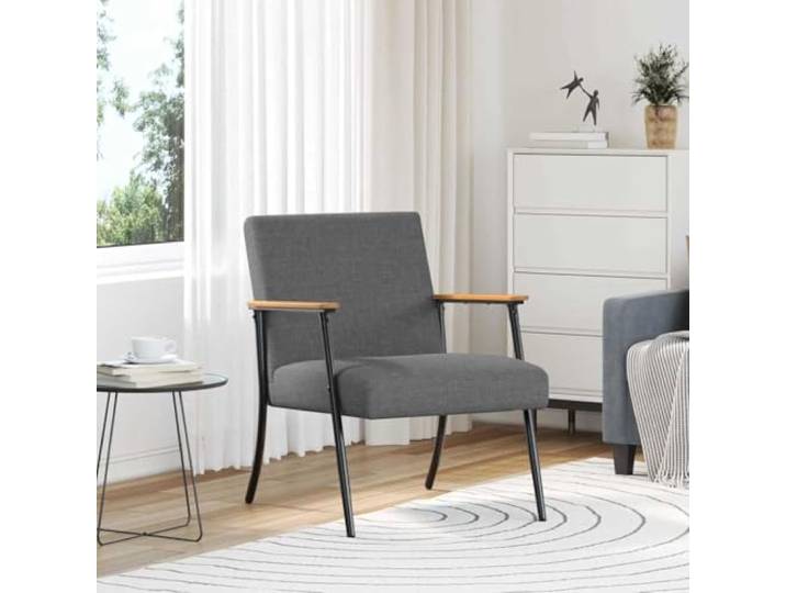 IBUQDDV Sessel Dunkelgrau Stoff Mit Stahlrahmen Modern Ergonomisch Samtige Textur, stabiler Stahlrahmen, ergonomische Polsterung, vielseitig für Wohnzimmer und Schlafzimmer, professionelle