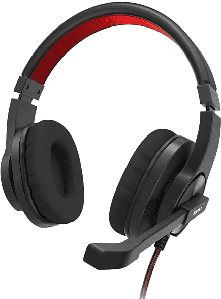 Auriculares - Hama 00139937, Circumaurales, Micrófono, Cable, Negro/Rojo