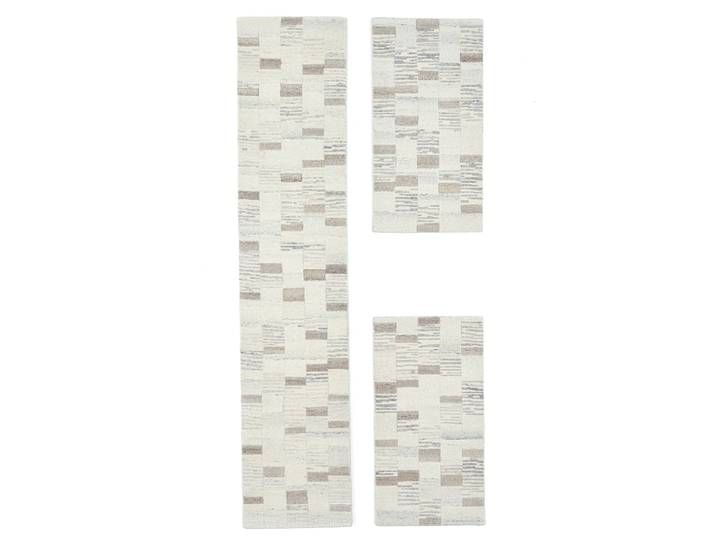 Wollteppich THEKO Nakarta 5040, handgeknüpft , beige (natur), B:70cm H:15mm L:620cm, Wolle, Teppiche, Wollteppich, reine Wolle, meliert, Naturtöne, Patchworkdesign, Wohnzimmer