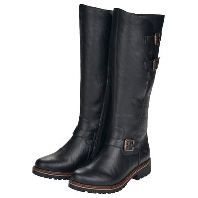 Winterstiefel REMONTE, Damen, Gr. 44, XL-Schaft, schwarz, Lederimitat, Schuhe Winterstiefel, Blockabsatz, Langschaftstiefel, Wechselfußbett, XL-Schaft, Topseller