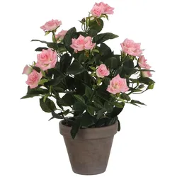 MICA DECORATIONS - Rosa Pvc-Rosenbusch mit grauem Topf