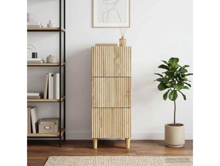 KGHFDVB Schubladenschrank Sonoma-Eiche 33 x 34,5 x 90 cm Vintage-Stil, Konische Beine, Mehrere Schubladen, Stauraum für Kleidung, Vielseitig Nutzbar