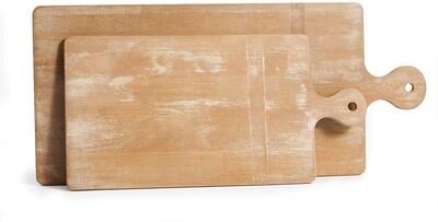 Porch & Petal Antique Long Whitewash Cutting Boards Set of 2