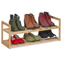 Relaxdays Bambus Schuhregal stapelbar Hellbraun