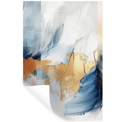 WANDTATTOO Gold - Blau - Aquarell - Kunst - Modern Wandaufkleber 80x120 cm