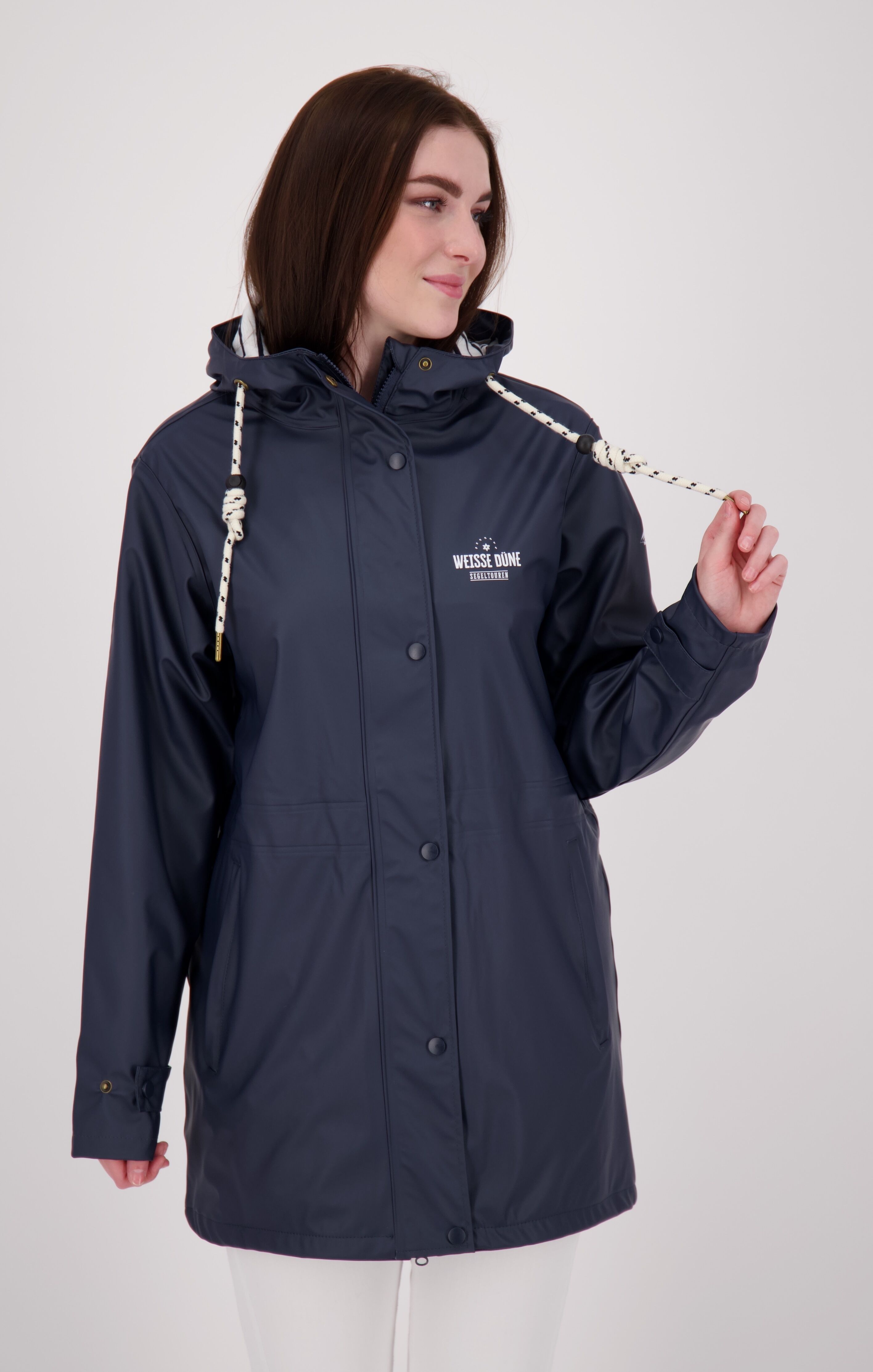 Regenjacke DEPROC ACTIVE "WOLGAST", Damen, Gr. 40 (M), blau (navy), Web, 100% Polyester, normal hüftbedeckend, mit Druckknopf, Jacken Regenjacke, auch in Grossen Grössen erhältlich navy 40 (M)
