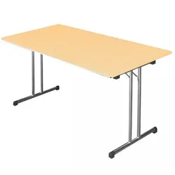 Lüllmann Klapptisch Besprechungstisch Kantinentisch Verkaufstisch Schreibtisch 120 x 80 cm Gestell Chrom / Platte Ahorn-Dekor